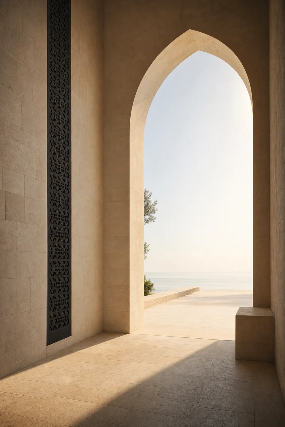 ضوء هادئ داخل مساحة معمارية